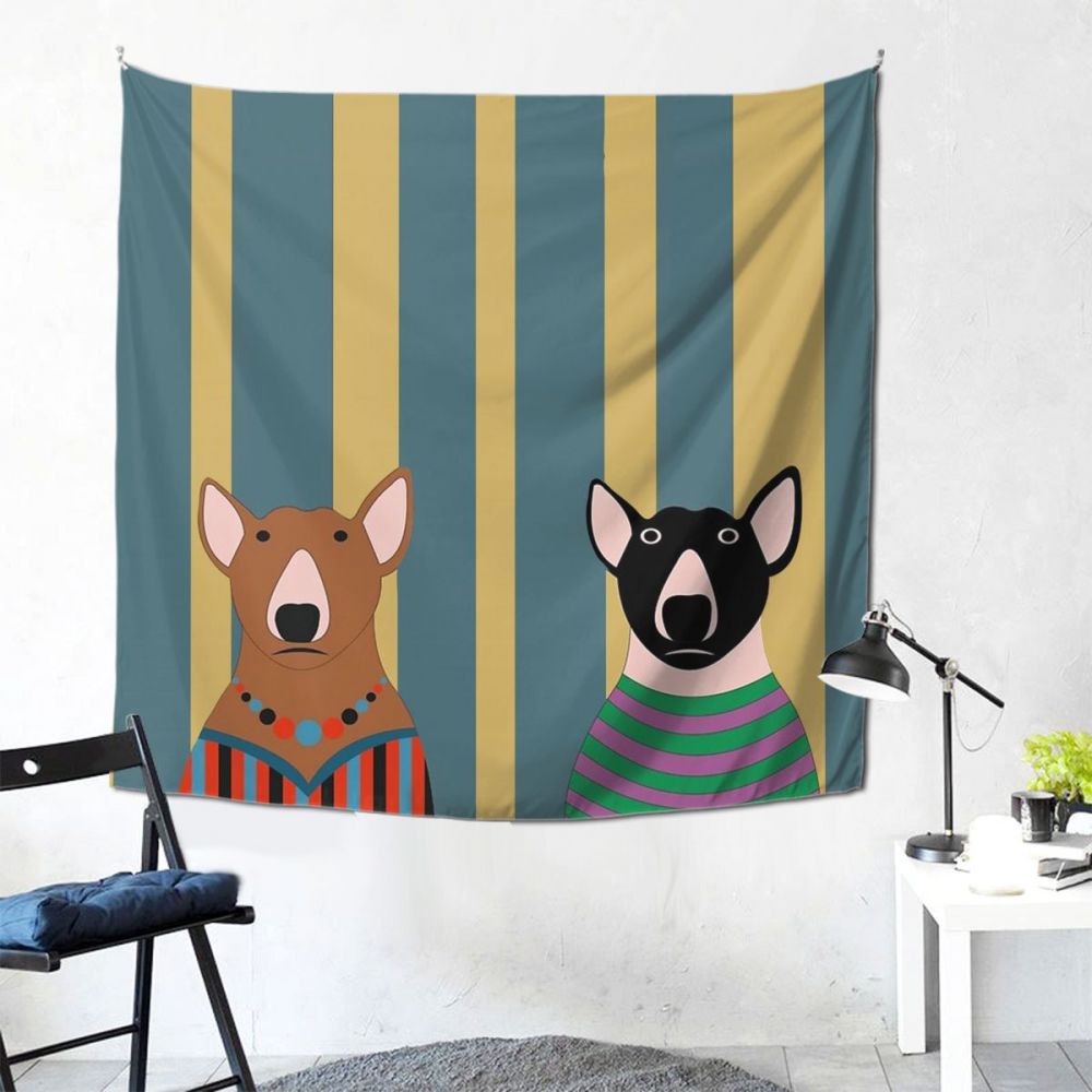 Bull Terrier Tapijt Muur Opknoping Gordijn Hond Dier Muur Doek Polyester Strand Mat Unieke