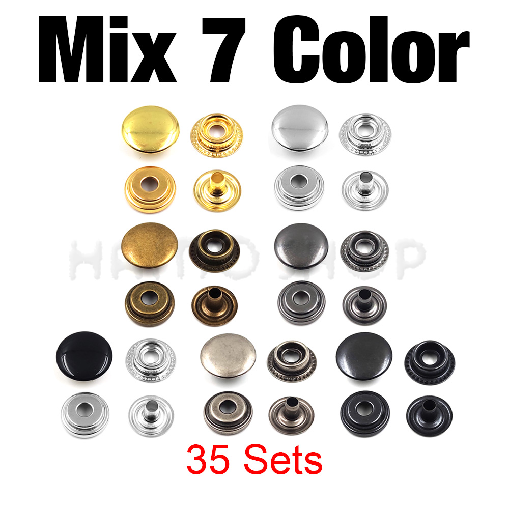 25Sets 100pcs 203/201 Metal Snap Fasteners Snaps Button Press Studs Sewing Button For DIY Clothes Garment Bag Shoes Leathercraft: 3# / DULL