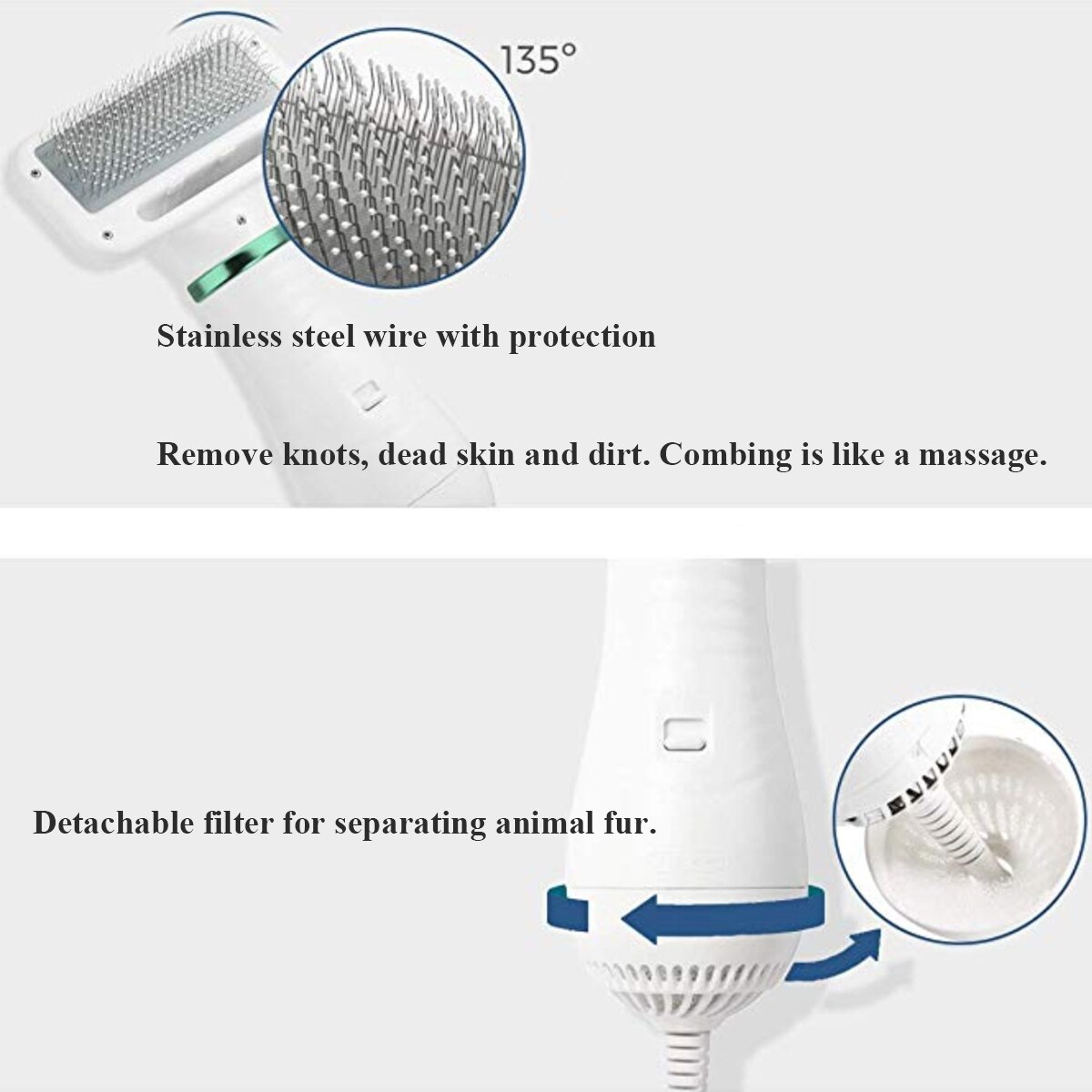 2 in 1 Portable Pet Hair Dryer Pin Cat Drying Hair Removal Pet Comb Beauty Stainless Steel Low Noise EU/US/UK/AU Plug 100-240v