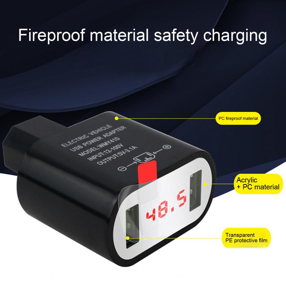 Praktischer, explosionsgeschützter ladeadapter für elektroautos mit voltmeter, zuverlässiger usb-ladeadapter für elektrofahrzeuge