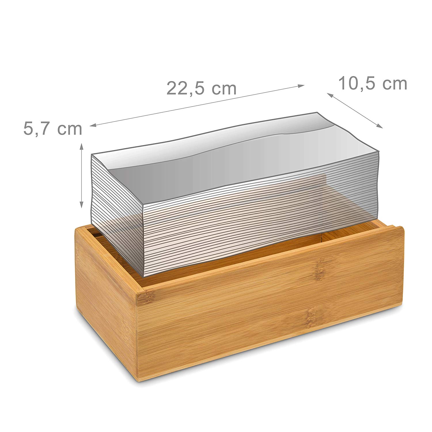 Bambulåda 7.5 x 24 x 12 cm kan användas för pappersnäsdukar, som pappershandduksdispenser med avtagbar botten som kosmetika