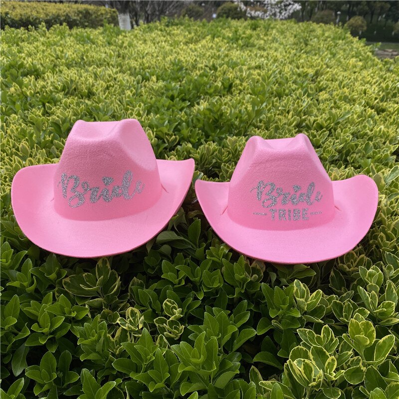 Pink Tiara Western Style Cowgirl Hat For Women Wedding Bachelorette Party Pink Beach Cowboy Hat Decorations Bridal Team Cap