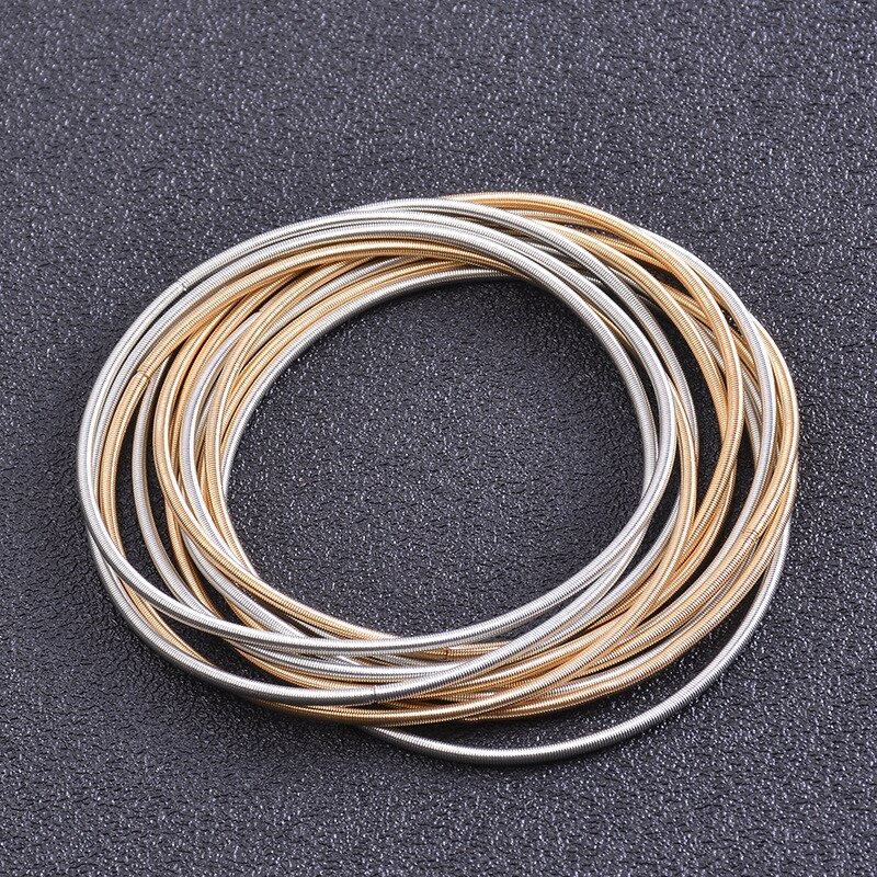 6 Piece/Set Memory Spring Wire bracelet Women's Men's Bangle Statement Big Circle Jewelry Charm Steel Wrap Bracelet