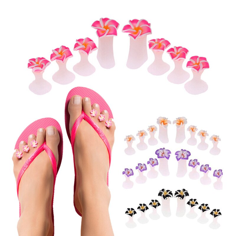 Séparateur d'orteils en Silicone pour Nail Art, 8, pièces/ensemble motifs fleur, cœur, séparateur d'orteils, bricolage, outils de soins des ongles