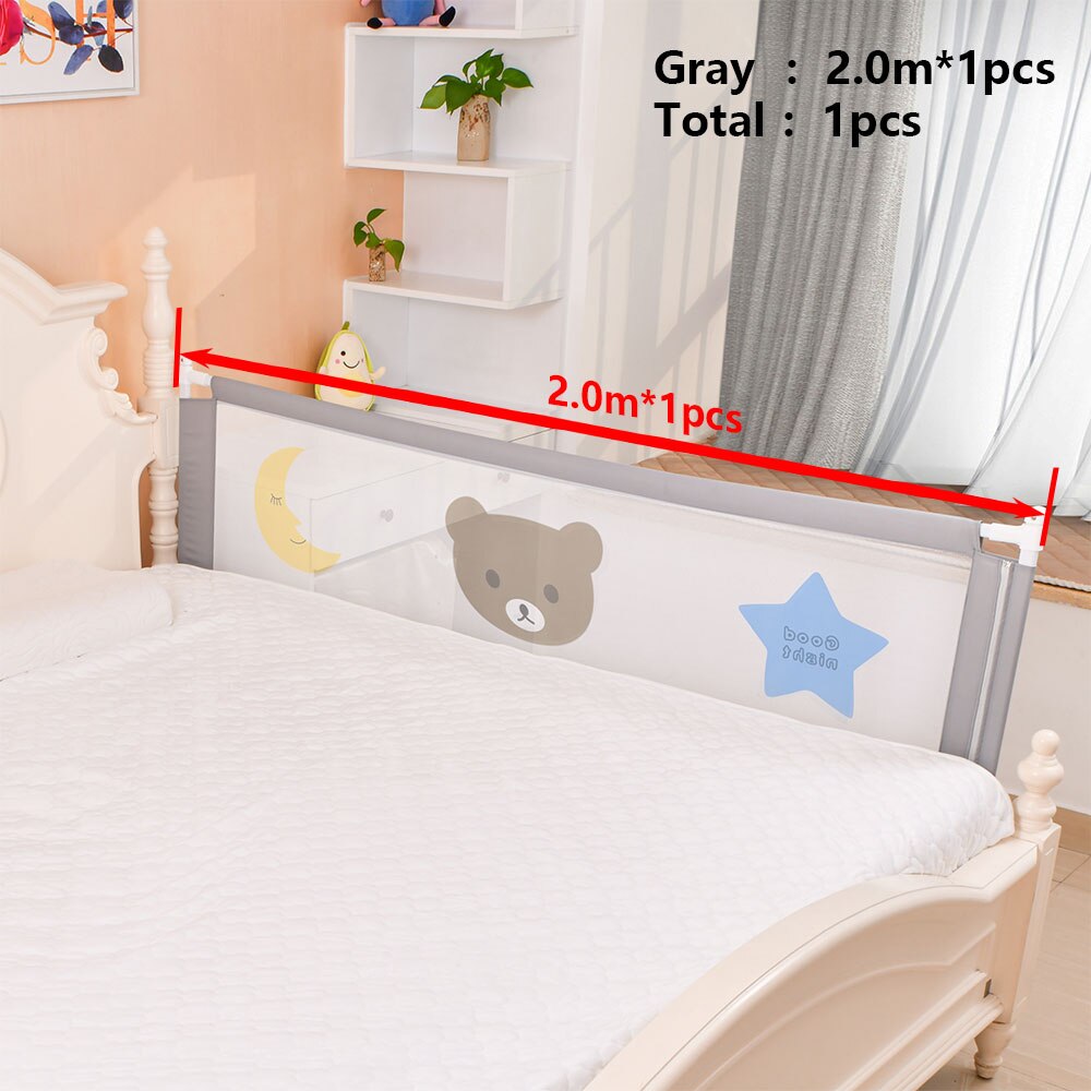 Children's bed barrier fence safety guardrail security foldable baby home playpen on bed fencing gate crib adjustable kids rails: DLgray2.0m