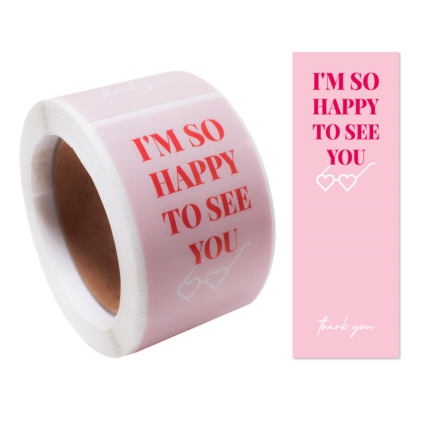 100pcs/roll This Package Is Happy To See You Too Stickers Small Business box packaging decor Thank You Sticker Seal Labels: Style 05