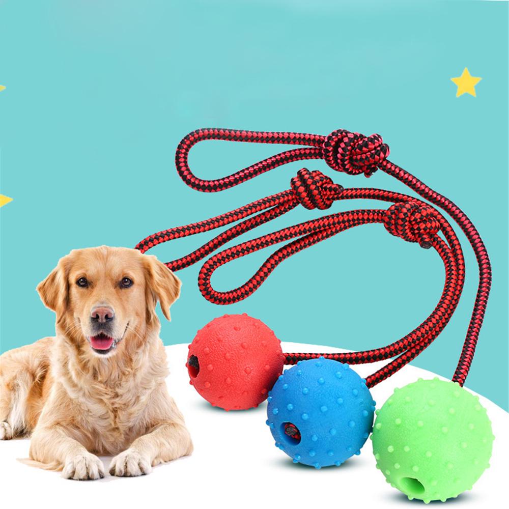 Rubber Ball with Rope Pet Teeth Indestructible Bite Toy Funny Puppy Training Solid Balls Pets Dog Chew Molar Interactive Toys