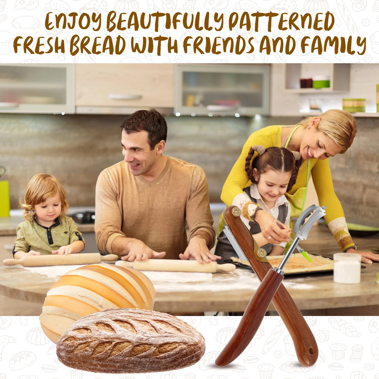 Brood Lame Snijden Zuurdesem Gereedschap met 5 messen en beschermhoes Duurzaam Broodsnijden Draagbare bakkersnijder Brood bakken