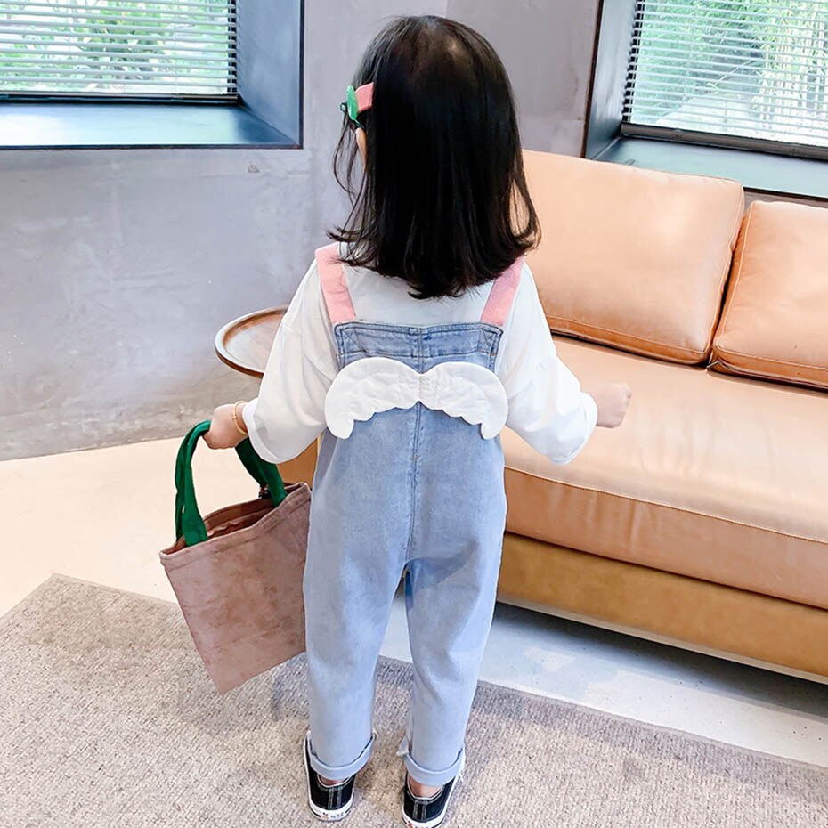 Girls Denim Overalls Jumpsuit Solid Color Denim Overalls Boys and Girls Jumpsuit Kids Overalls