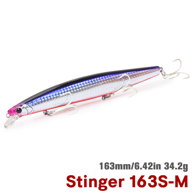 TSURINOYA STINGER 163S Inshore Fishing Sinking Minnow Lure 163mm 34.2g Ocean Beach Fishing Hard Bait For Seabass Flounder Picua: Pink