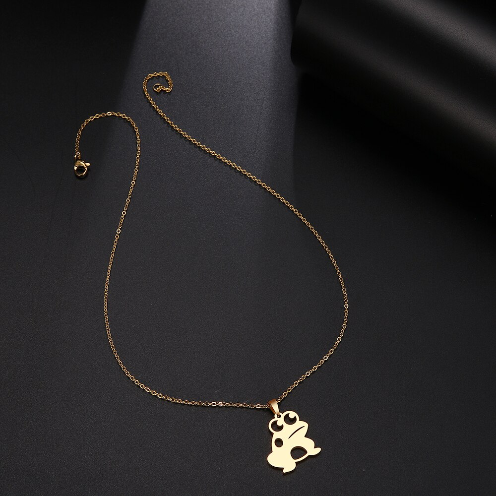 DOTIFI Stainless Steel Necklace For Women Man Big Eyes Lucky Frog Choker Pendant Necklace Engagement Jewelry