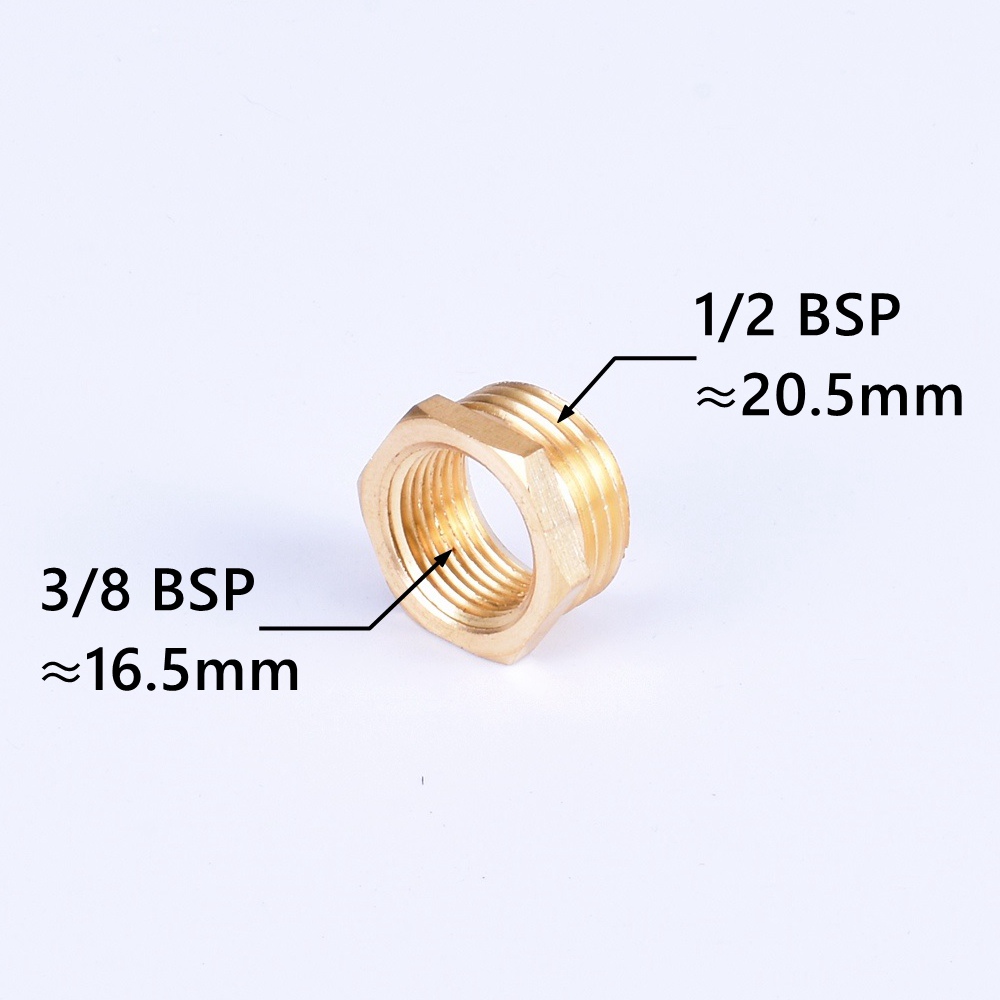 Encaixe de tubulação redutor de bucha hexagonal de latão 1/8 1/4 3/8 1/2 3/4 F para M com rosca reduzindo conector de acoplador de adaptador de gás de água de cobre: Marrom