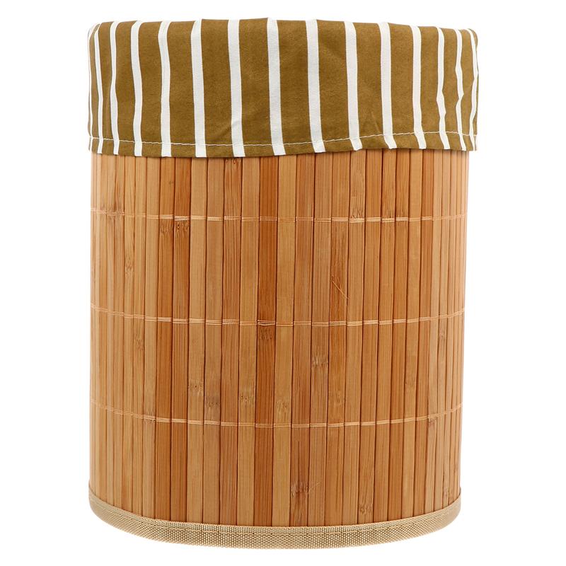 Bamboo Weaving Storage Basket Sundries Basket Foldable Clothes Basket Foldable Round Office Trash Can Classification Waste Paper: Yellow