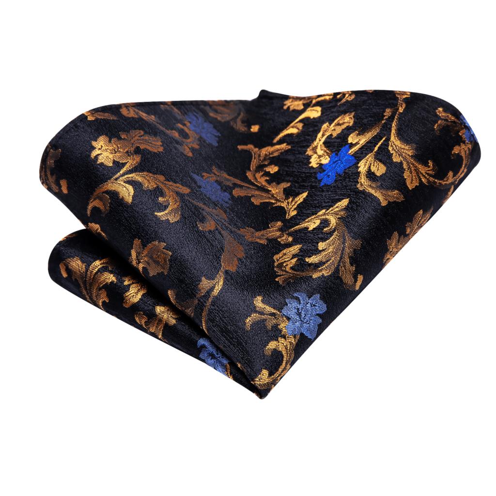 Hi-Tie-Corbata de boda de seda negra con Floral dorado para hombre, corbata de boda con de , para negocios,