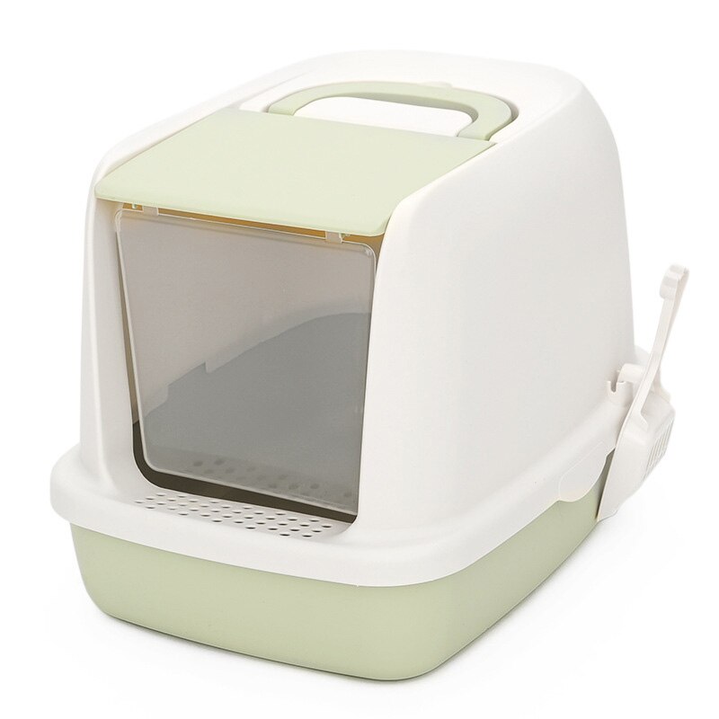 Cats Litter Box Fully Enclosed Cat litter Box Cats toilet Anti-splash Home Pet Toilet Bedpan Anti Splash Cats Litter Box: Matcha green