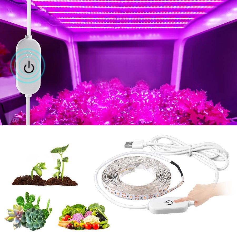 Full Spectrum Waterproof Touch sensor 5V USB LED Light Phyto Lamp 1/2/3m Growing Lamp Strip Fitolampy for Plants Growing Tent