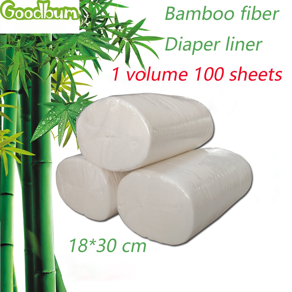 Goodbum Baby Wegwerp Luiers Biologisch Afbreekbaar Flushable Nappy Liners Doek Luier Liners 100% Bamboe Elke Rol 100 Sheets