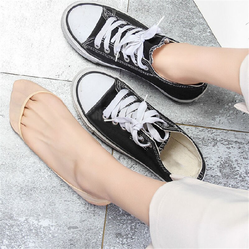 Women's Sock Slippers 3 Pairs Invisible Boat Slipper Socks Silicone Non-Slip High Heels Shoes Ice Silk Thin Half-Palm Suspender