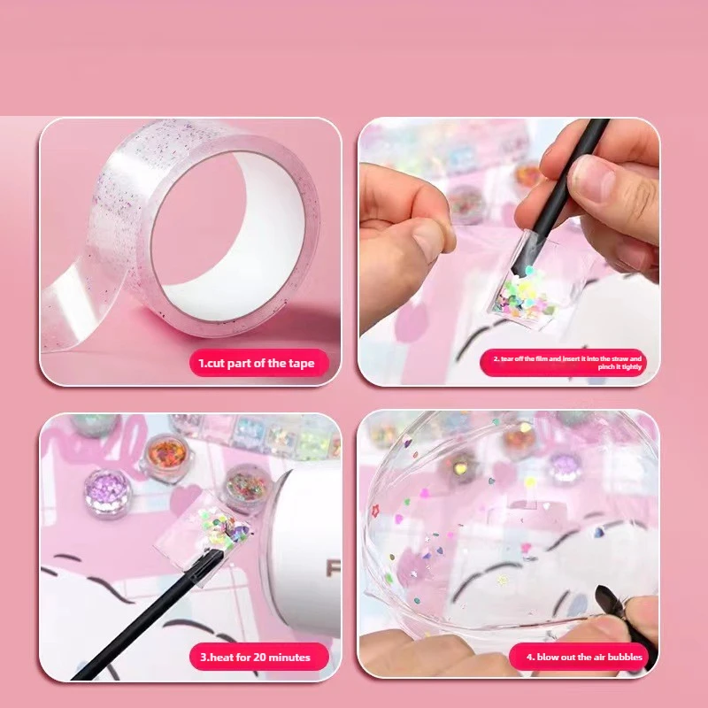 1 szt. Taśma bąbelkowa klejąca robić samodzielnego wykonania, tworzenia bąbelków, kolorowa, brokatowa, dwustronna, mocno przyczepna taśma nano-bąbelkowa