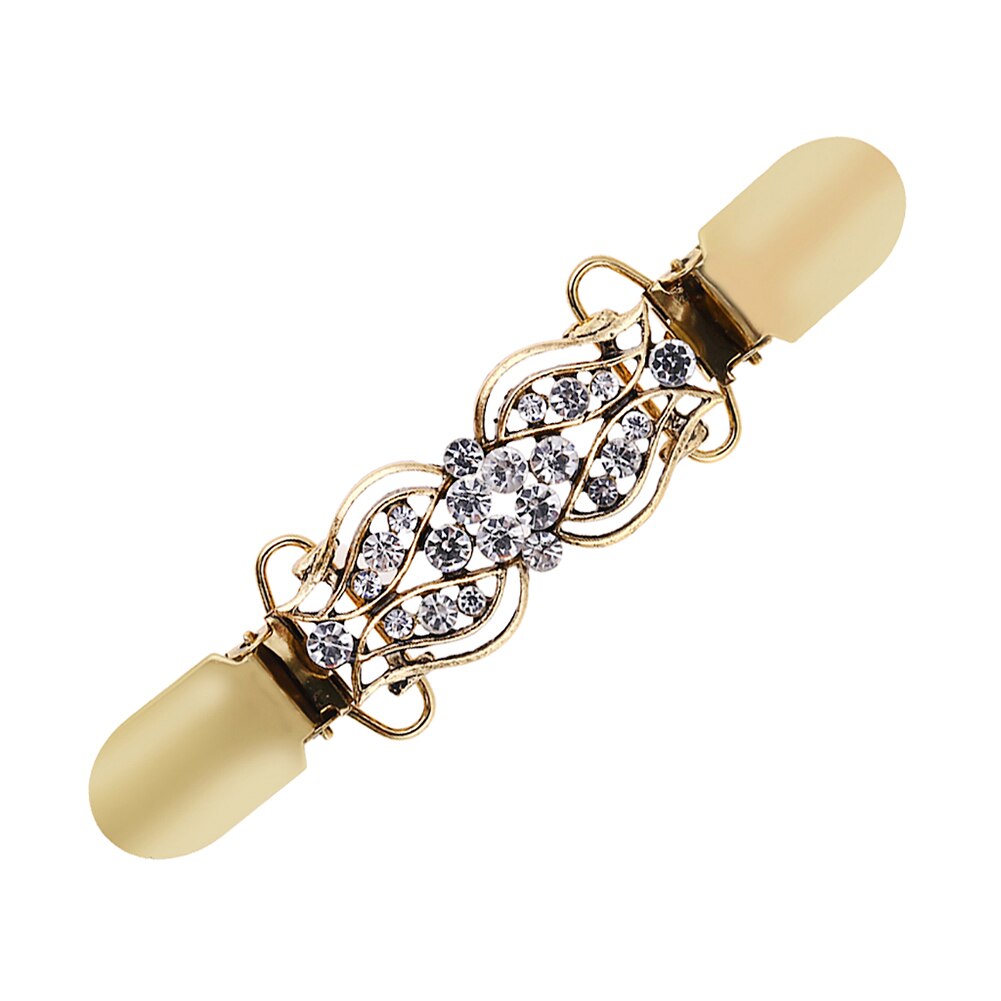 retro strass hohl damen brosche strickjacke zur Seite fahren Clip kragen schnalle schal brosche Clip schnalle glitzernd: Gold