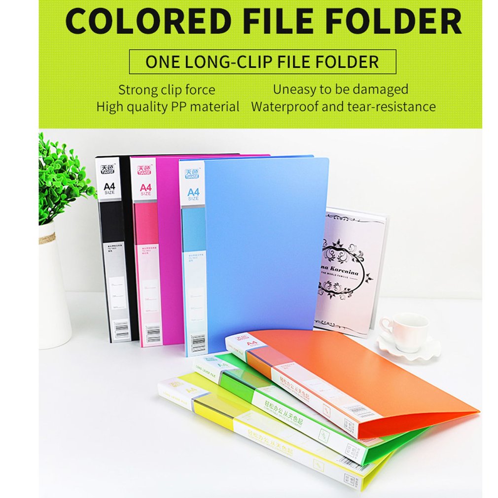 TIANSE TS-1603 carpeta de archivos de papelería de Color sólido tamaño portátil de la oficina de negocios Carpeta de soporte de documentos para papel A4