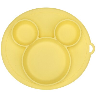 Plato de silicona para bebé, platos tipo tazón, alimentación de bebé, tazón de silicona, cubiertos de gel de sílice para bebé, vajilla para niño: yellow