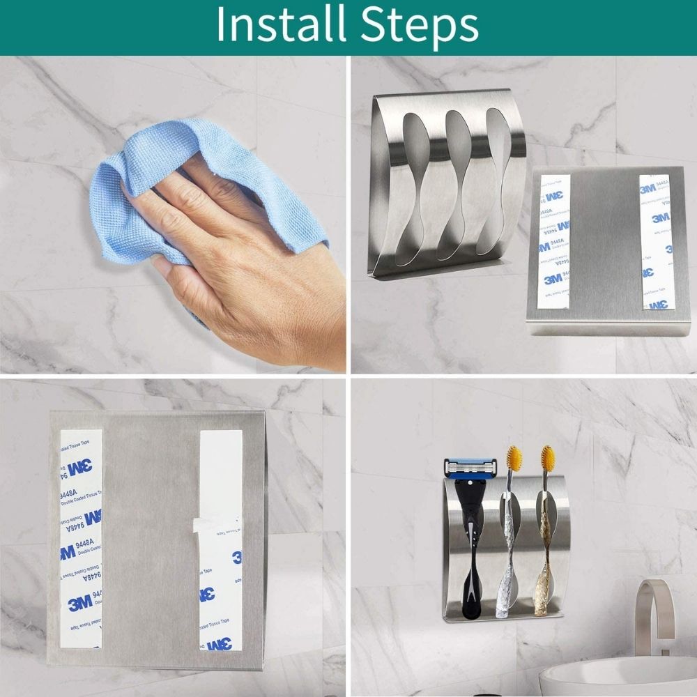 Stitch Toothbrush Holder Wall Mounted Shaver Holders Toothbrush Drain Storage Rack Stainless Steel Shelf Bathroom Accessories