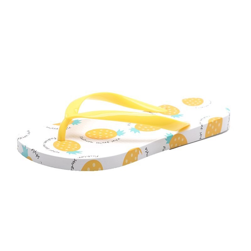 Pantoufles antidérapantes pour femmes, jolies chaussures d'été, fruits, ananas, fraise, pêche, fille, sandales confortables, nouvelle: Pineapple / 36