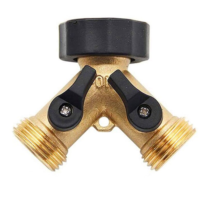 2 Pack Hose Splitter 2 Way, Duty Brass Connector Tap Splitter, Y Connector Brass Garden Hose Adapter with 2 Valves
