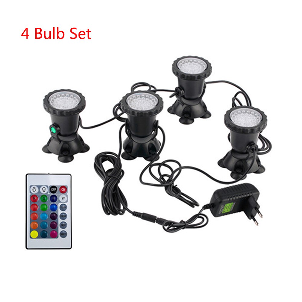 Waterdichte Rgb Led Onderwater Verlichting Lamp 36 Led Onderwater Spot Light Voor Zwembad Fonteinen Vijver Water Aquarium Licht: 4 Bulb EU Set