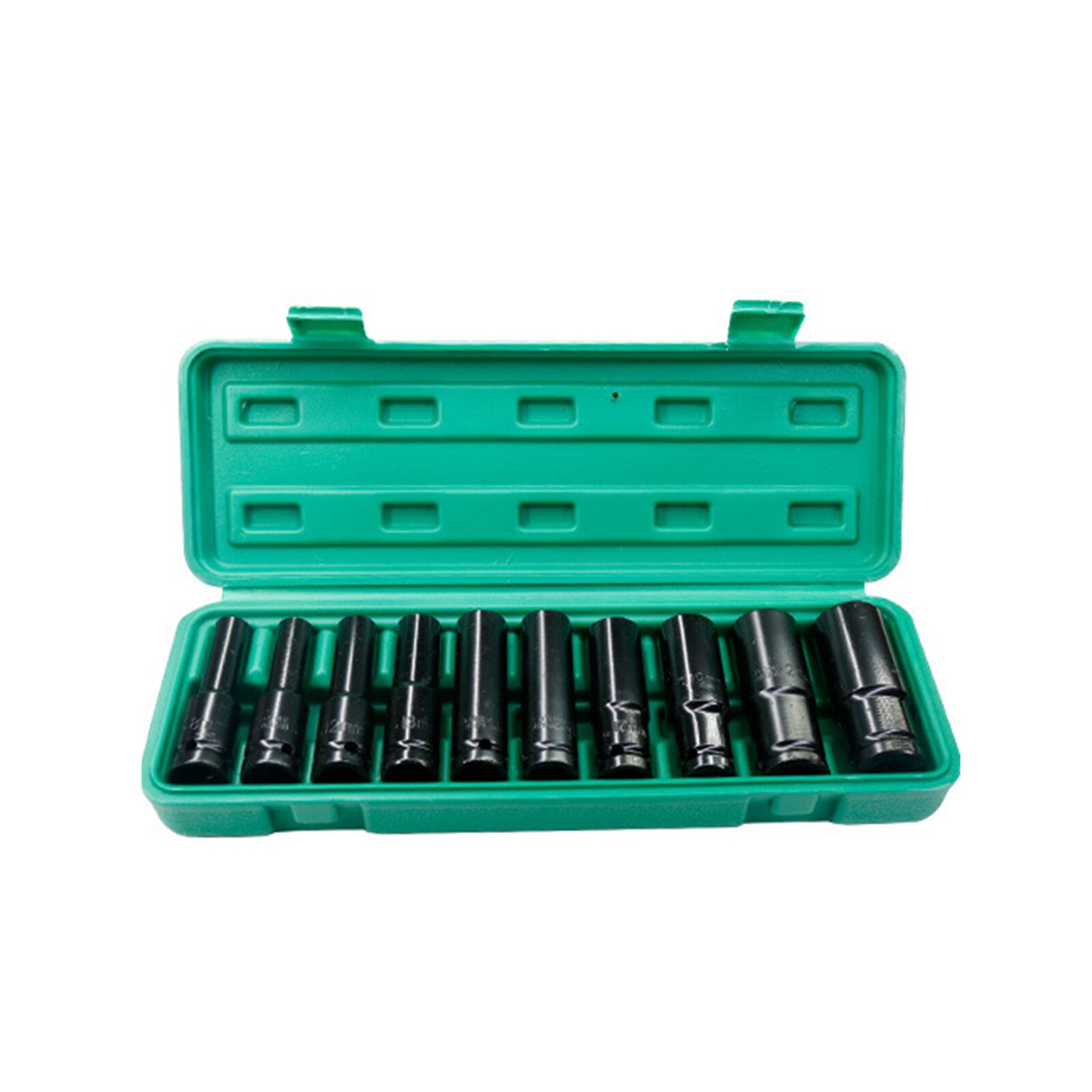 Jeu de douilles à Impact 1/2 pouces, jeu de douilles à Impact hexagonal, 10 pièces douilles profondes, tailles métriques 8-19mm en acier au carbone avec boîte de rangement: 10pcs 8-24mm