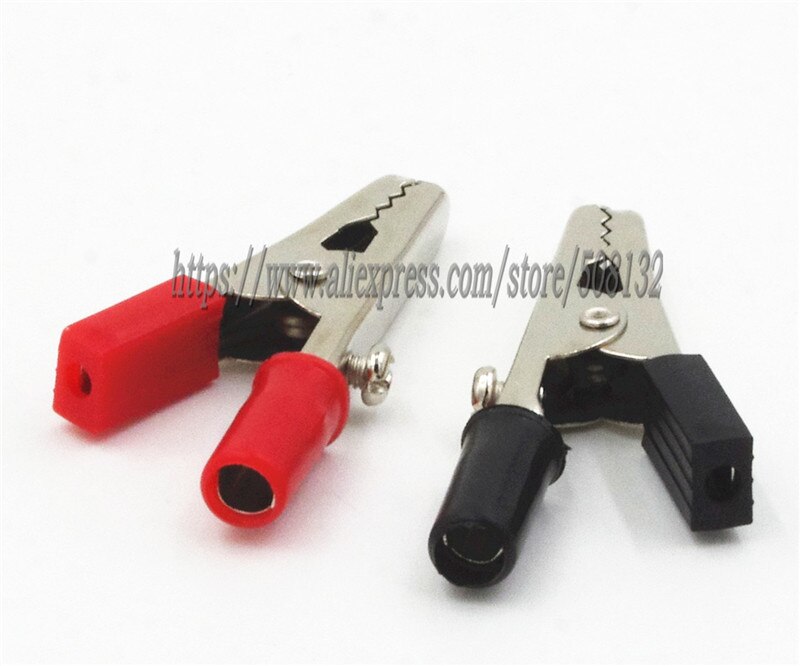 10 stuks testclips krokodil alligator abs opening 11.5mm staal 5 stuks rood en 5 stuks zwart