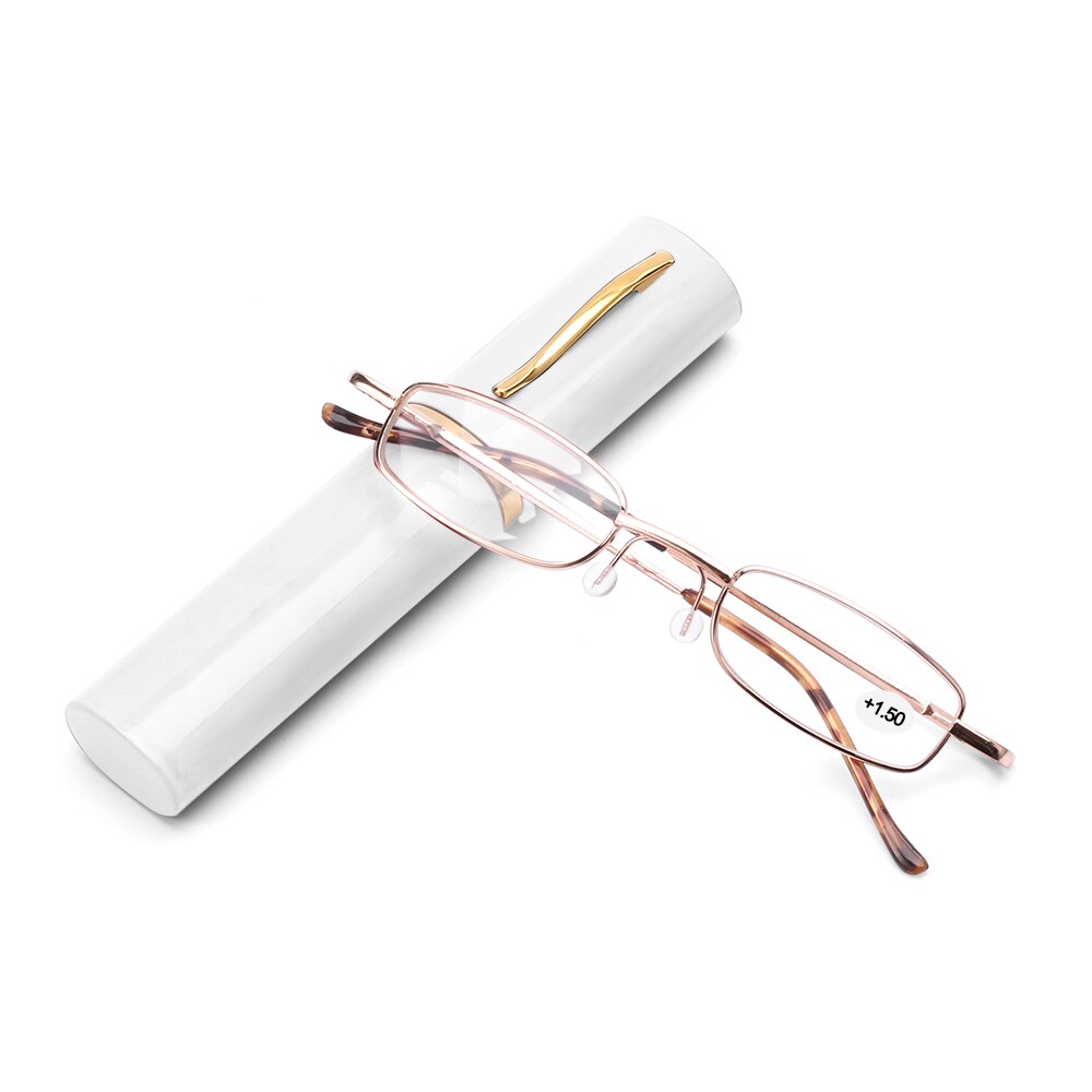 Mini draagbare leesbril met pennenkoker kleine compacte presbyopische bril veerscharnier bril oogzorg  +1.00 ~ +4.00