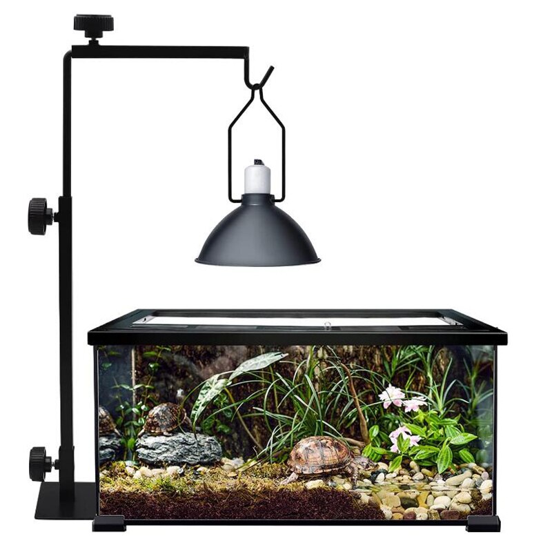 Reptile Lamp Stand with Base Adjustable Heat Lamp Stand Metal Reptile Lamp Bracket for Habitat Cage Lizards Snakes Turtles Pet