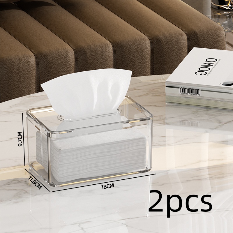 Caja dispensadora de pañuelos transparente de plástico, caja de pañuelos transparente para restaurante y Hotel, estante de papel, organización de cocina, 1 Uds.: Blanco