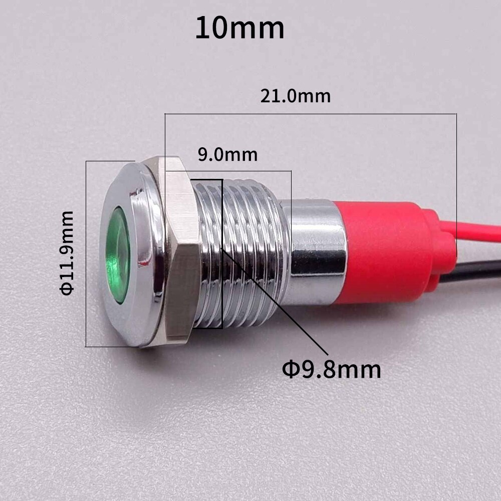 6mm 8mm 10mm 12mm Metall Anzeige Licht LED Signal Licht Netzteil Anzeige Lampe 3v 6v 12v 24v 110v 220v verrotten Grün Weiß