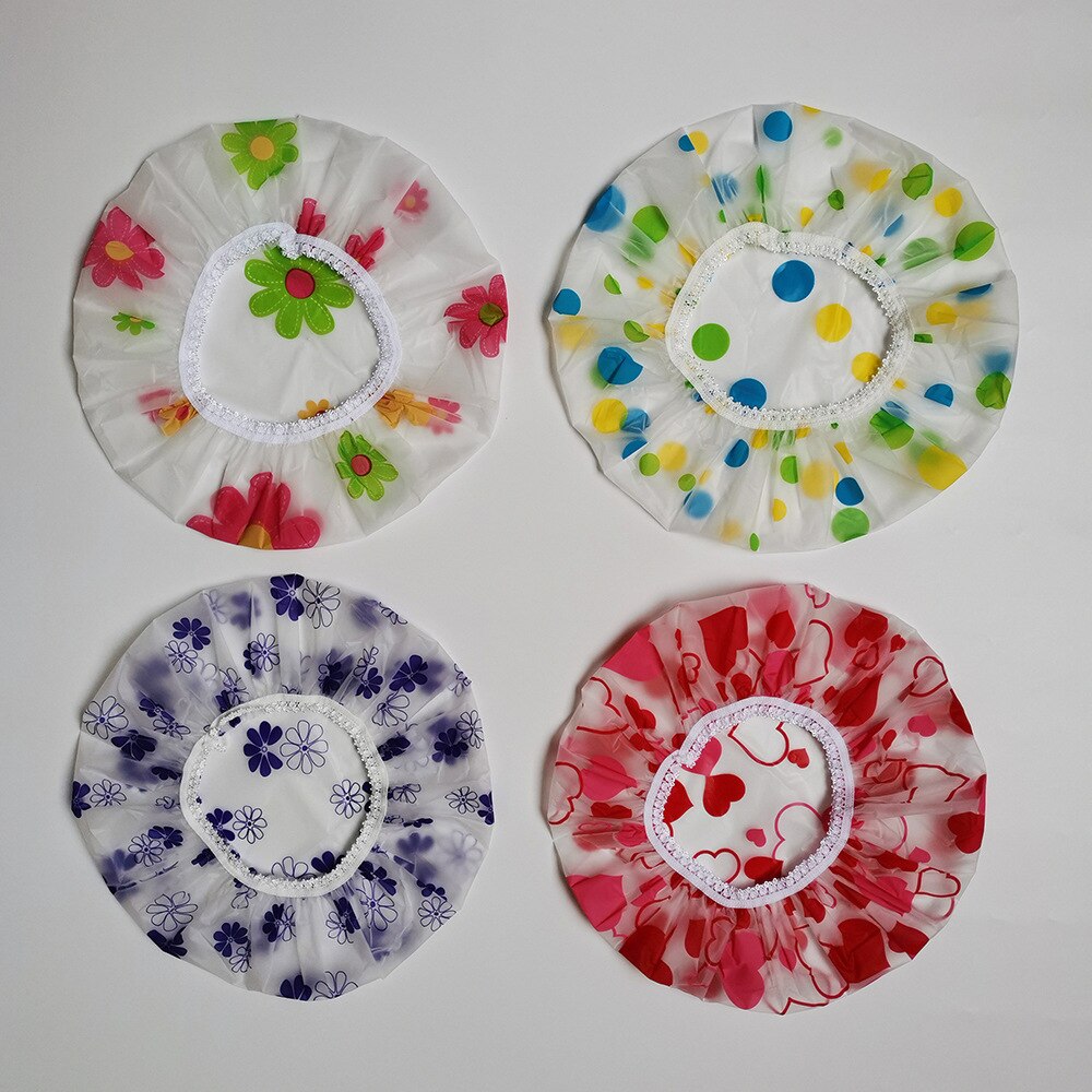 Gorros de ducha impermeables de lunares reutilizables, cubierta elástica de EVA para el cabello, para salón de belleza, Color aleatorio, 10 Uds.