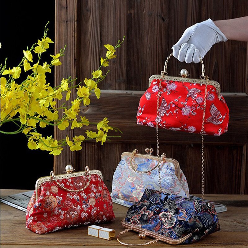 Klasyczne kwiaty japonia styl klasyczny pocałunek blokady powłoki torby prezent dla mamy łańcucha kobiet torba na ramię Crossbody torebki damskie