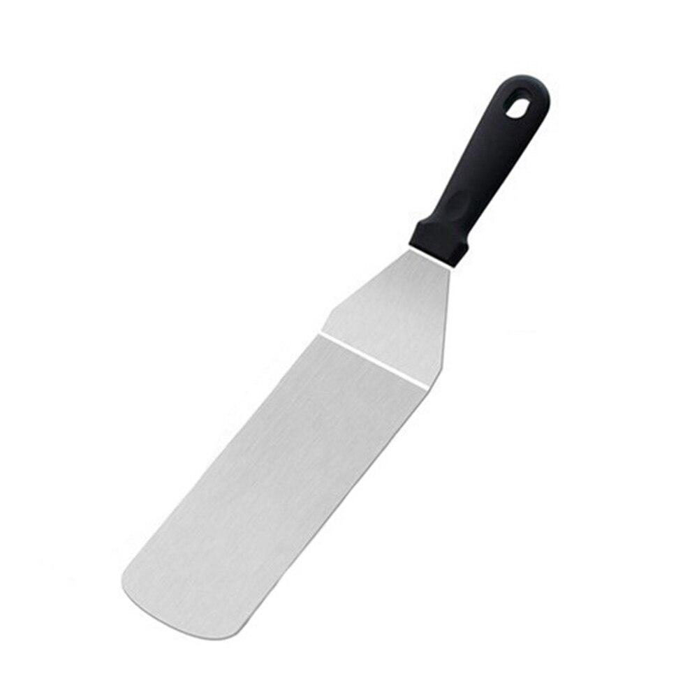 Acero inoxidable Steak pala para fritos Leaky espátula para masa de Pizza Peel Spade herramienta de cocina mango de plástico, herramienta de barbacoa de cocina, no pegajoso: Long Dense Shovel