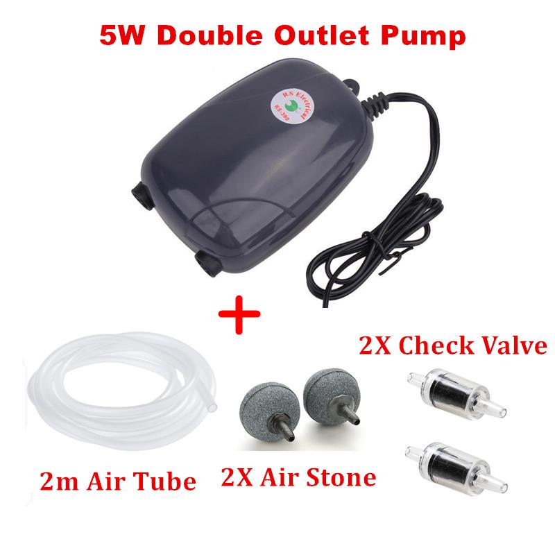220v 3w 5w akvarieluftpump akvarium mini luftkompressor enkel dubbelutlopp syrepump akvarietillbehör för fisk: Grå