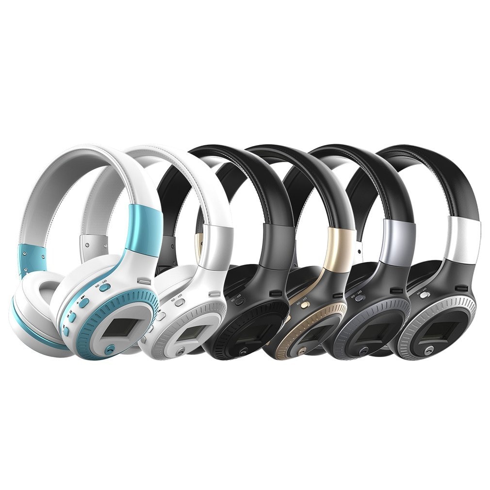 Bluetooth Headphones LCD Display Wireless Stereo Headsets Headphone With Mic Micro-SD Card Slot FM Radio For Phone