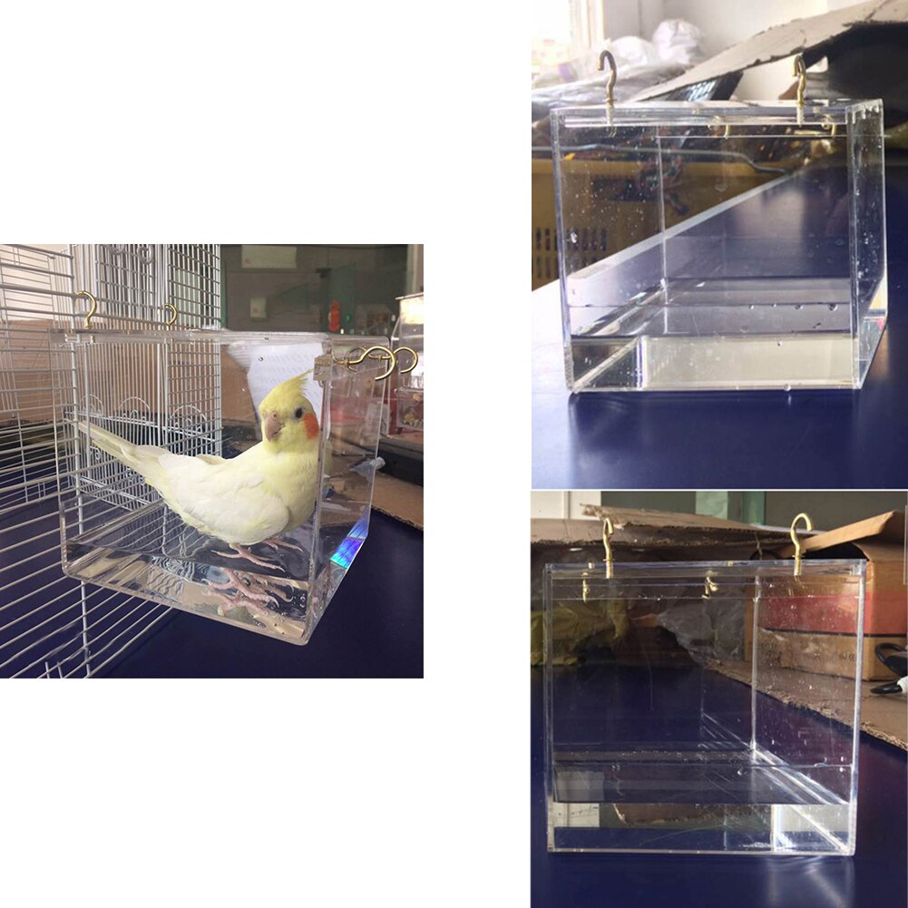 Cage de bain pour oiseaux de luxe, réglable, suspendue, grande, transparente, bain de perroquet pour animaux de compagnie, Cage de poule pratique pour la maison