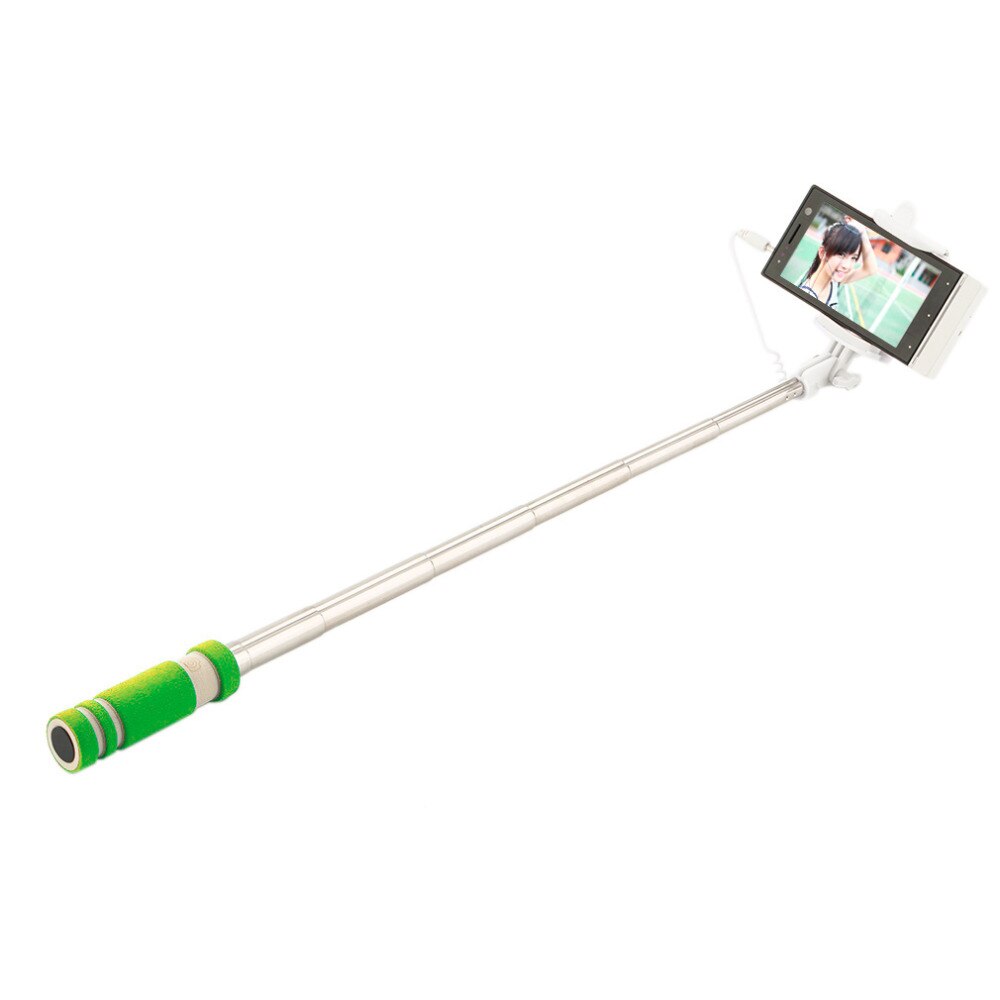 5 colores Mini extensible Selfie Stick con cable remoto obturador monopié para todas las marcas teléfono móvil