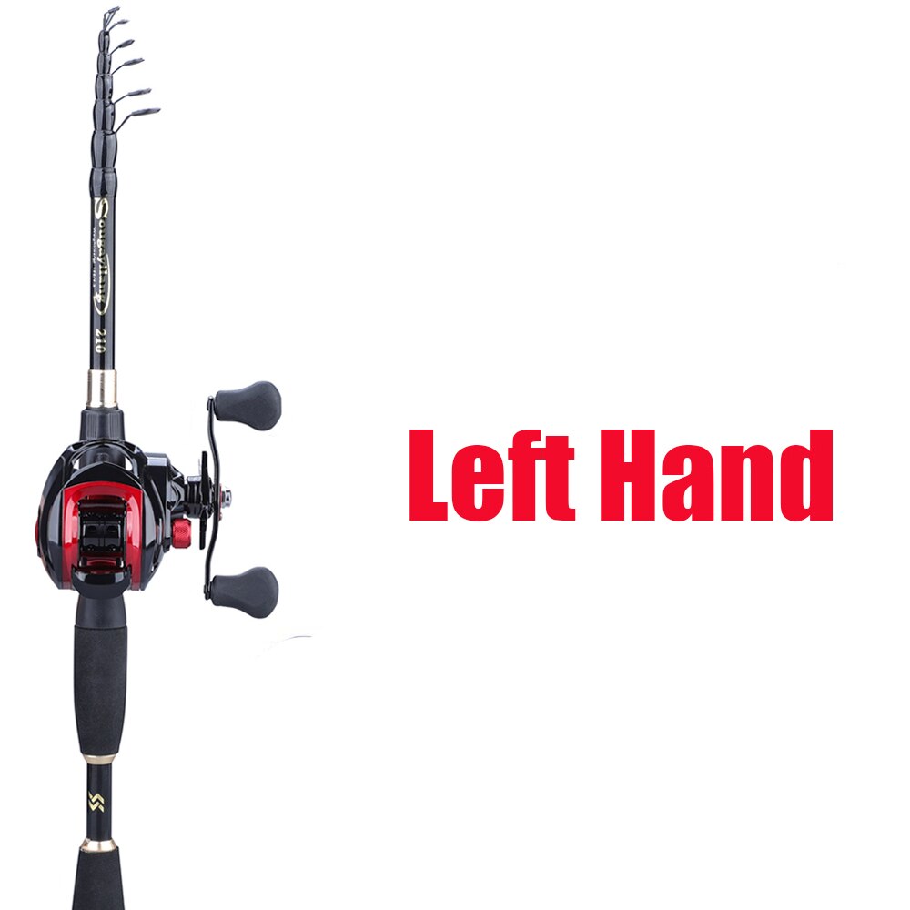 Sougayilang 1.8-2.4m teleskopisk casting fiskeri combo bærbar ultralet stang og fiskehjuls fiskegrej med 7.1:1 gearforhold: Gul / 2.1 m