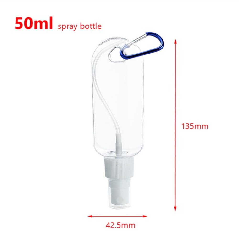 1/5 stk desinfektion alkohol sprayflaske gennemsigtig håndsprit flaske tom flaske lotion bærbar krog nøglering underflaske: 50ml spray 1pc