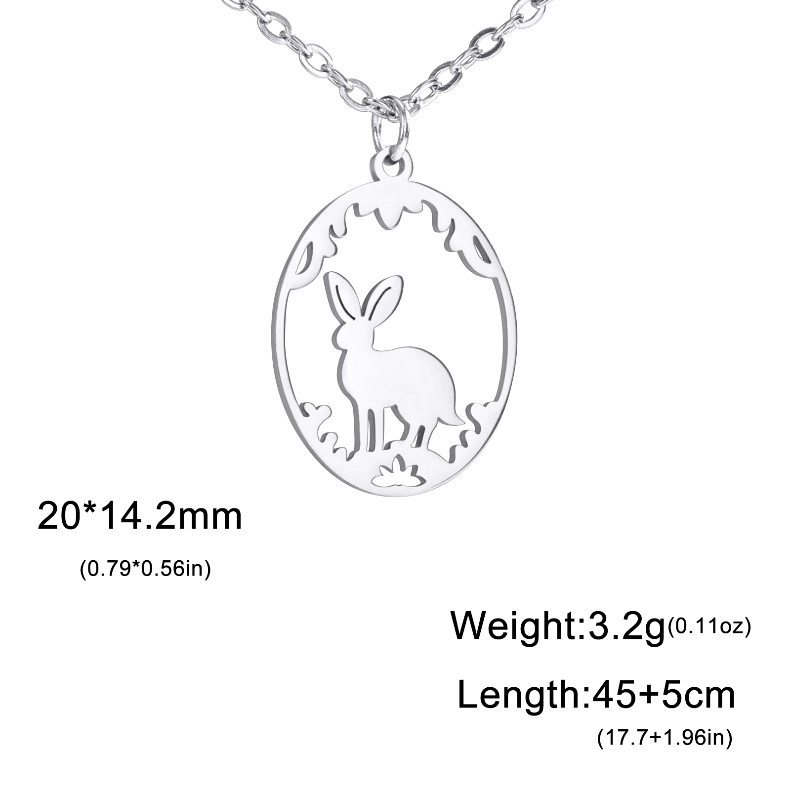 Roestvrijstalen Holle Ellips Dieren Hangers Ketting Meisjes Mode Schattige Konijn Vogels Serie Ketting Ketting Sieraden Voor Vrouwen: Goud-kleur