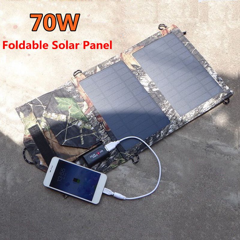 DEWIN Wandelen zonnepaneel, opvouwbaar zonnepaneel 5V dubbele USB-uitgang draagbare zonnelader voor buiten kamperen (maat: 10W 2Fold