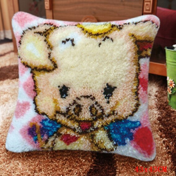 Loquet crochet tapis Kits mignon licorne loquet crochet Animal Foamiran tapis broderie oreiller coussin bouton paquet kussen knooppakket: ABZ152