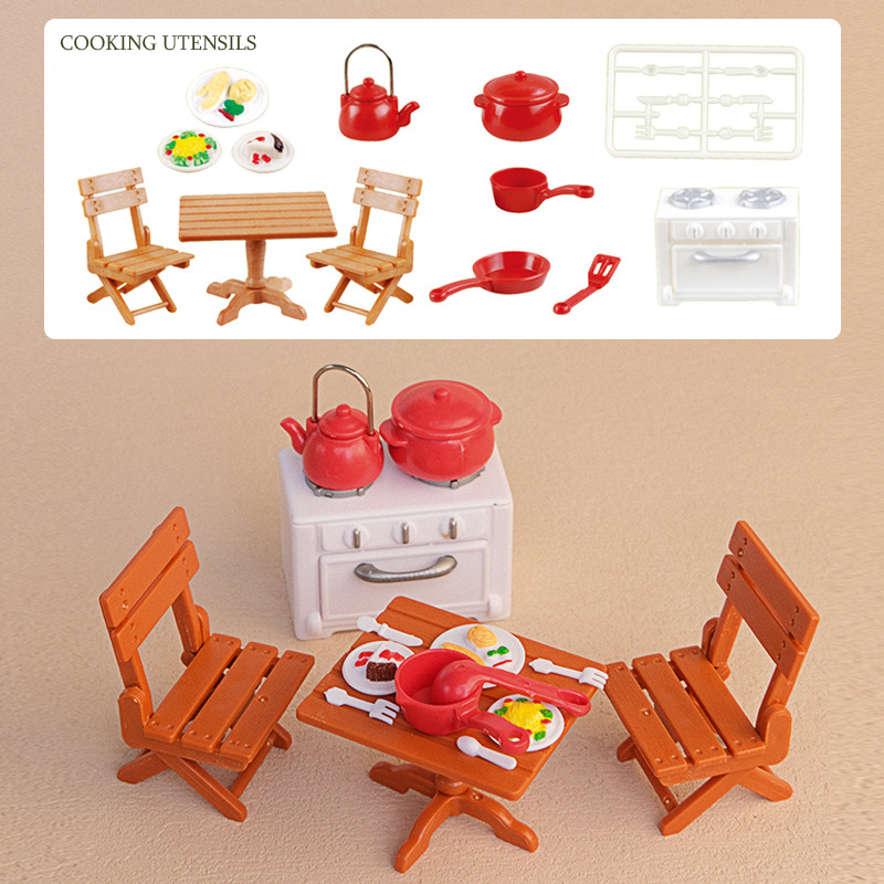Miniatur-Puppenhaus-Möbelset, Miniatur-Küchenutensilien, Sofa-einstellen für das Wohnzimmer, Zubehör für BJD-Puppen: Schwarz