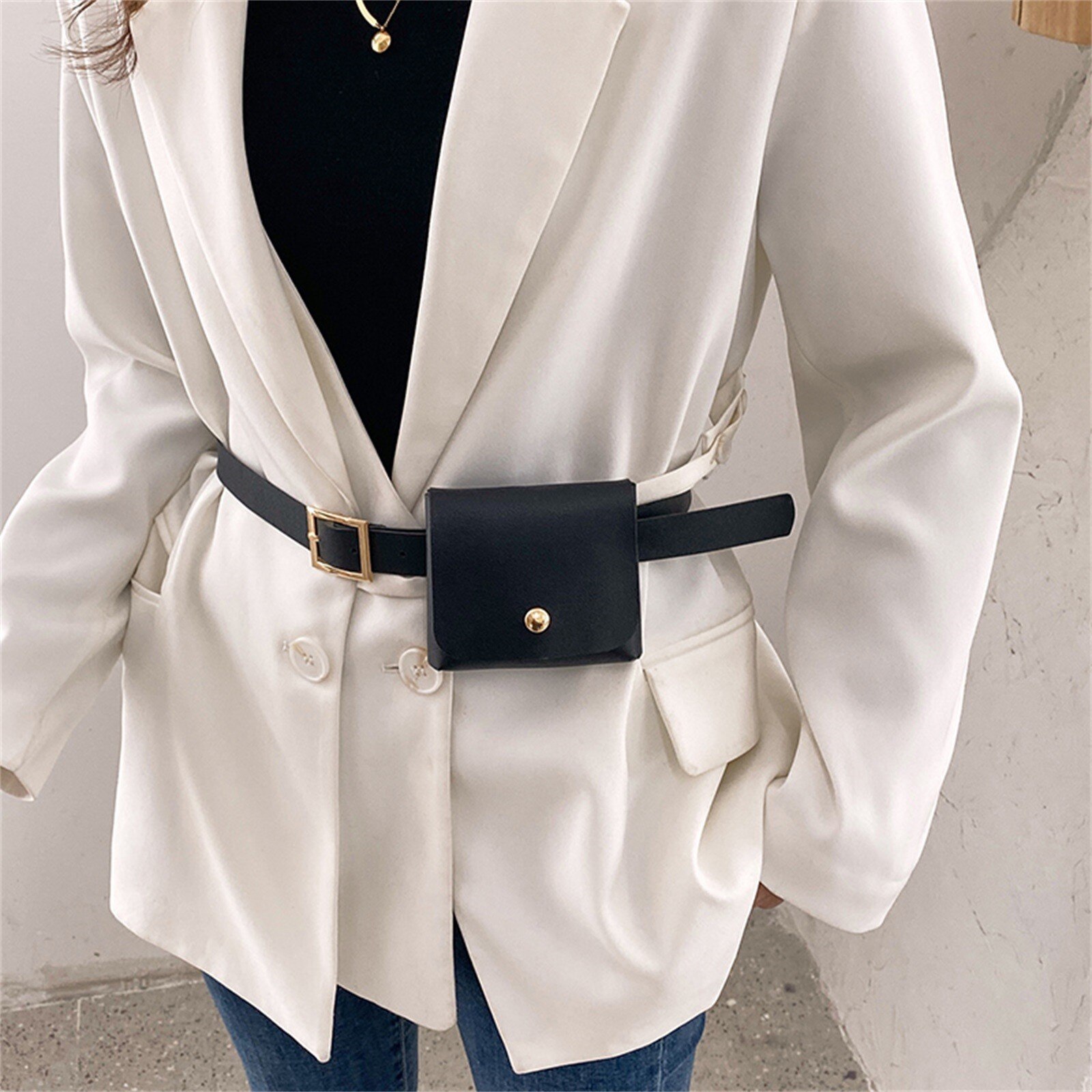 Frauen Taille Gürtel Taschen Pu Leder Taille Tasche retro Mini Reise Brust Gürtel Tasche Damen Mädchen Kleine Platz fanny Pack D24